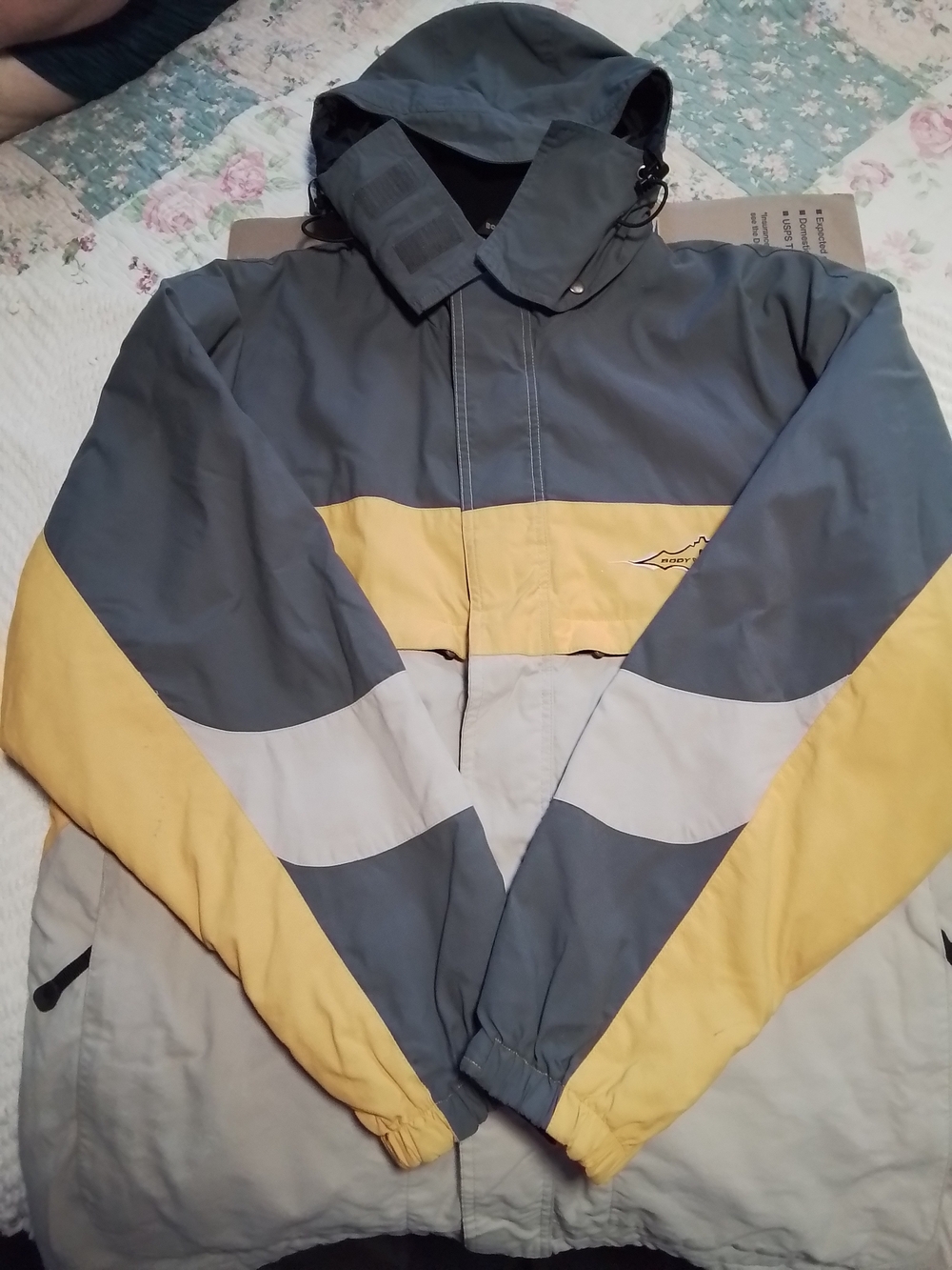 Body Glove Men's Hooded Colorblock Ski Jacket in Gray, Yellow, White
